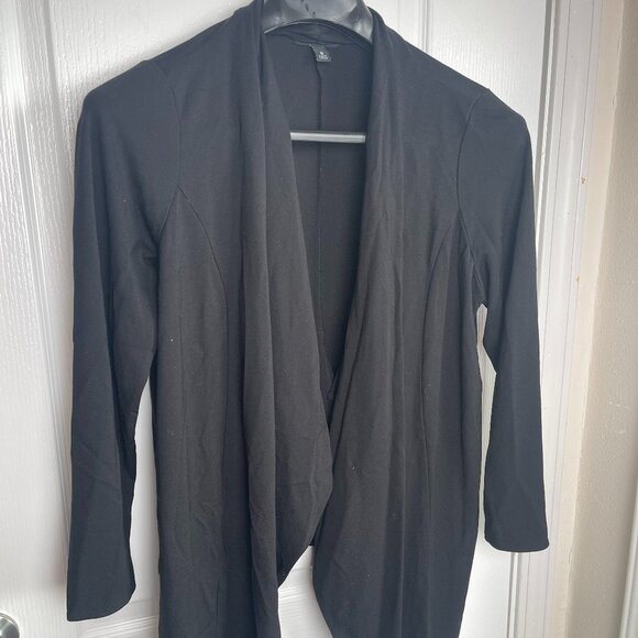 Torrid Dark Grey Drape Open Cardigan Asymmetric Hem Stretch SZ L Plus 0 - Picture 2 of 6